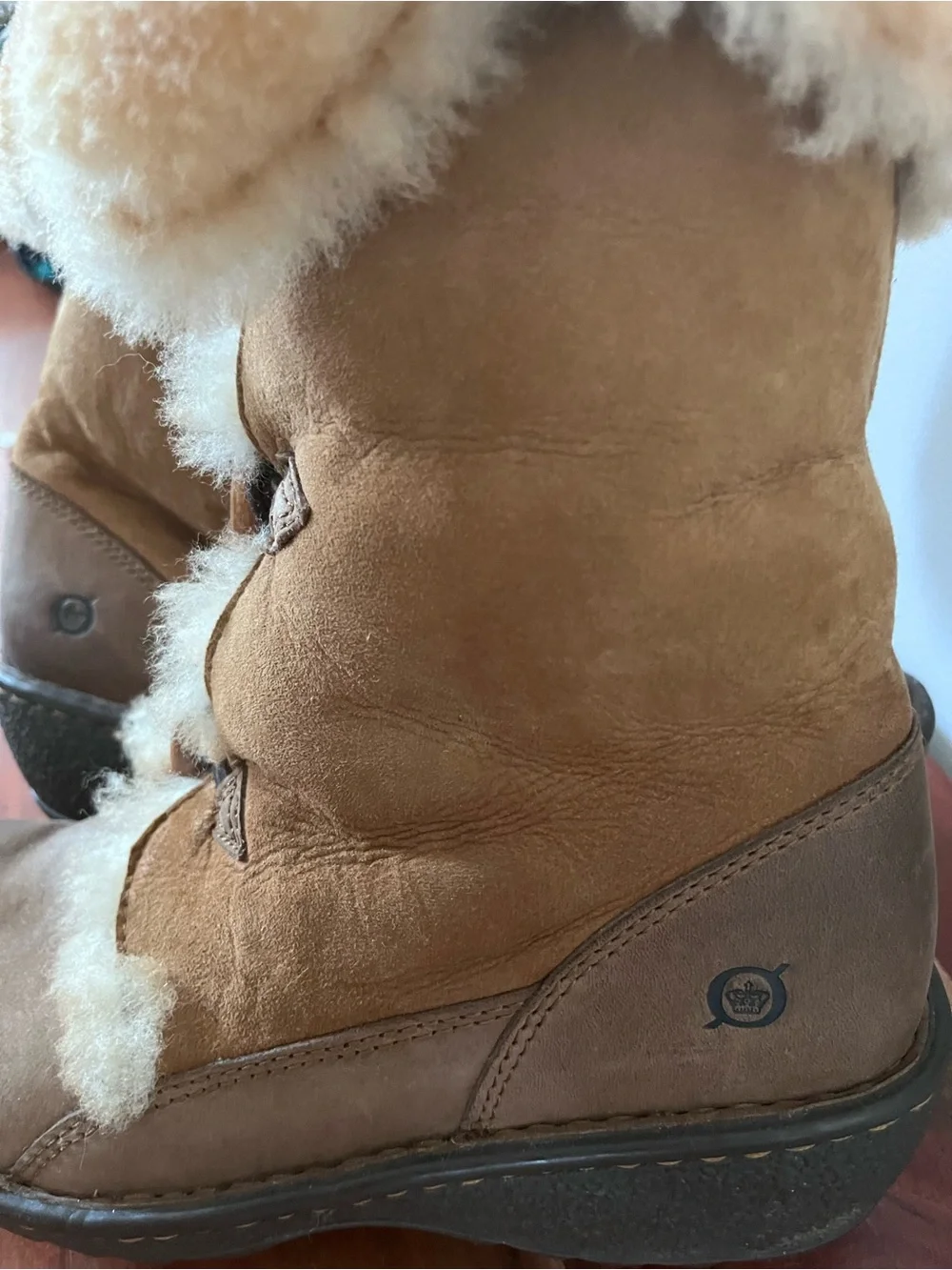Born Brown Leather Shearling Lined Toggle Boots W91701 CKG9 Womens 9